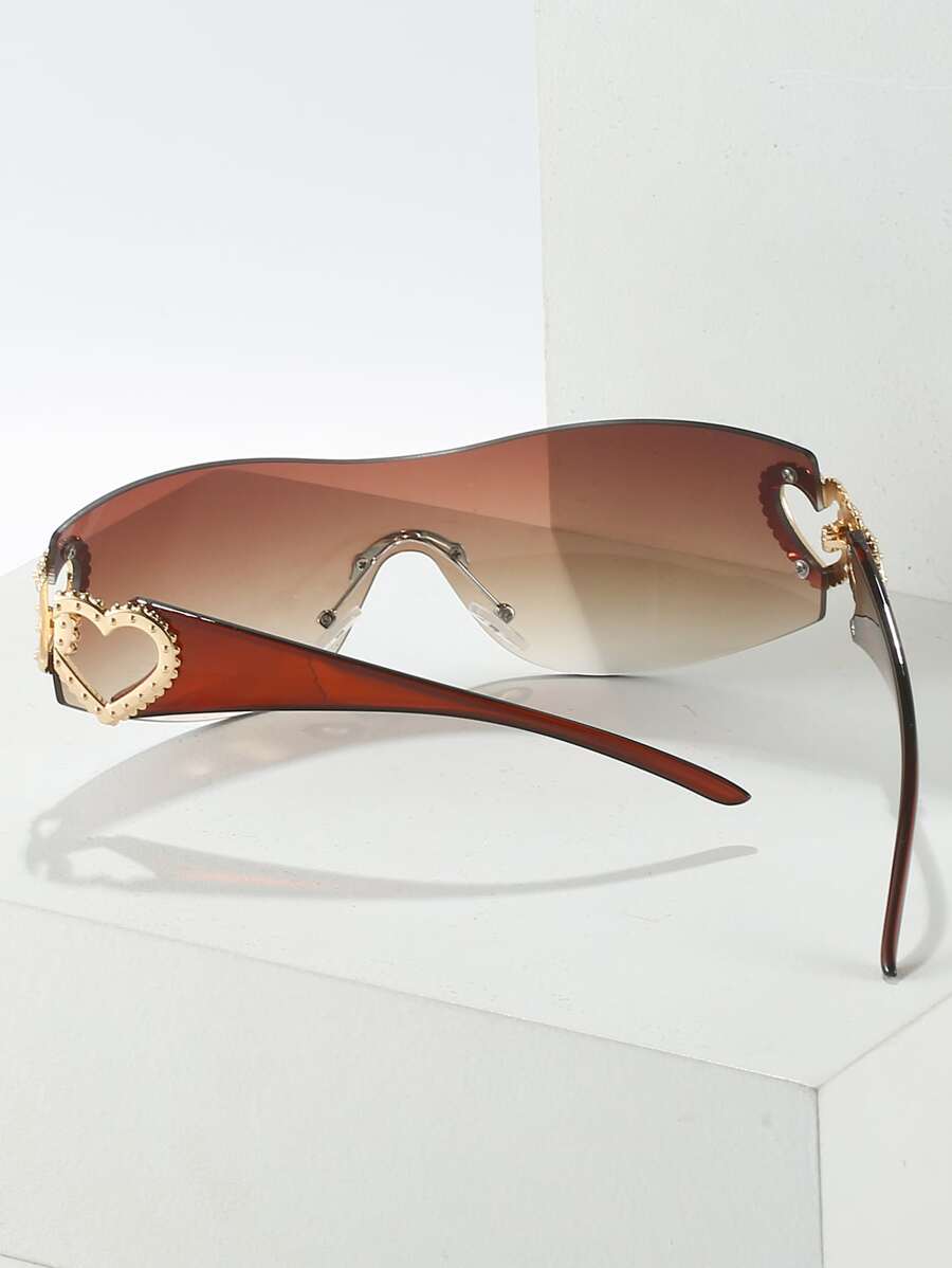 Cute Women Heart Decor Rimless Boho Style Y2k Glasses Fashion Glasses