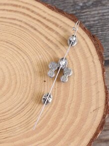 1 bông tai trang trí màu ngọc lam - Màu Bạc Cổ - Xem 2