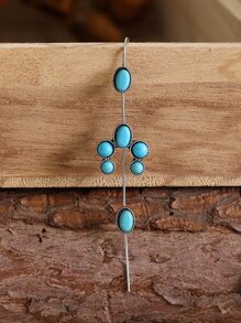 1 bông tai trang trí màu ngọc lam - Màu Bạc Cổ - Xem 4