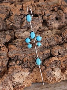 1 bông tai trang trí màu ngọc lam - Màu Bạc Cổ - Xem 5