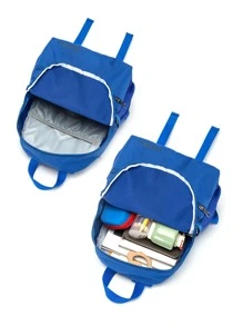 Kids Letter Graphic Functional Backpack Adjustable Strap For School