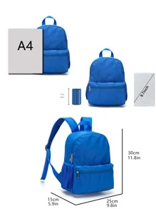 Kids Letter Graphic Functional Backpack Adjustable Strap For School