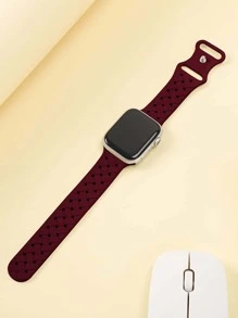 St.siabe1入組女式男士時尚可愛斜紋編織矽膠錶帶搭配Apple Watch錶帶38mm40mm41mm45mm44mm42mm49mm皮帶，柔軟舒適透氣防水腕帶替換錶帶Apple Watch Ultra系列SE/8/7/6/5/4/3/2/1智能錶帶配件 - 酒紅色 - 查看 2