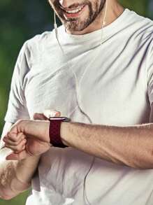 St.siabe1入組女式男士時尚可愛斜紋編織矽膠錶帶搭配Apple Watch錶帶38mm40mm41mm45mm44mm42mm49mm皮帶，柔軟舒適透氣防水腕帶替換錶帶Apple Watch Ultra系列SE/8/7/6/5/4/3/2/1智能錶帶配件 - 酒紅色 - 查看 6