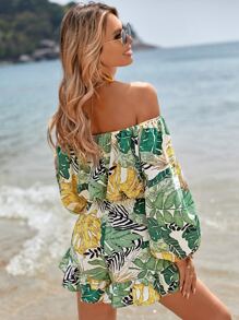 SHEIN VCAY Bộ đồ hai mảnh nữ Viên lá sen Nhiệt đới Boho - Nhiều màu - Xem 2