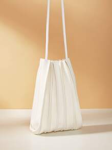 Monedero de móvil minimalista con diseño fruncido blanco