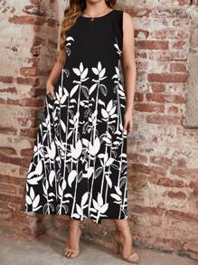 SHEIN LUNE Vestido tank con estampado floral - Blanco y Negro - Ver 6