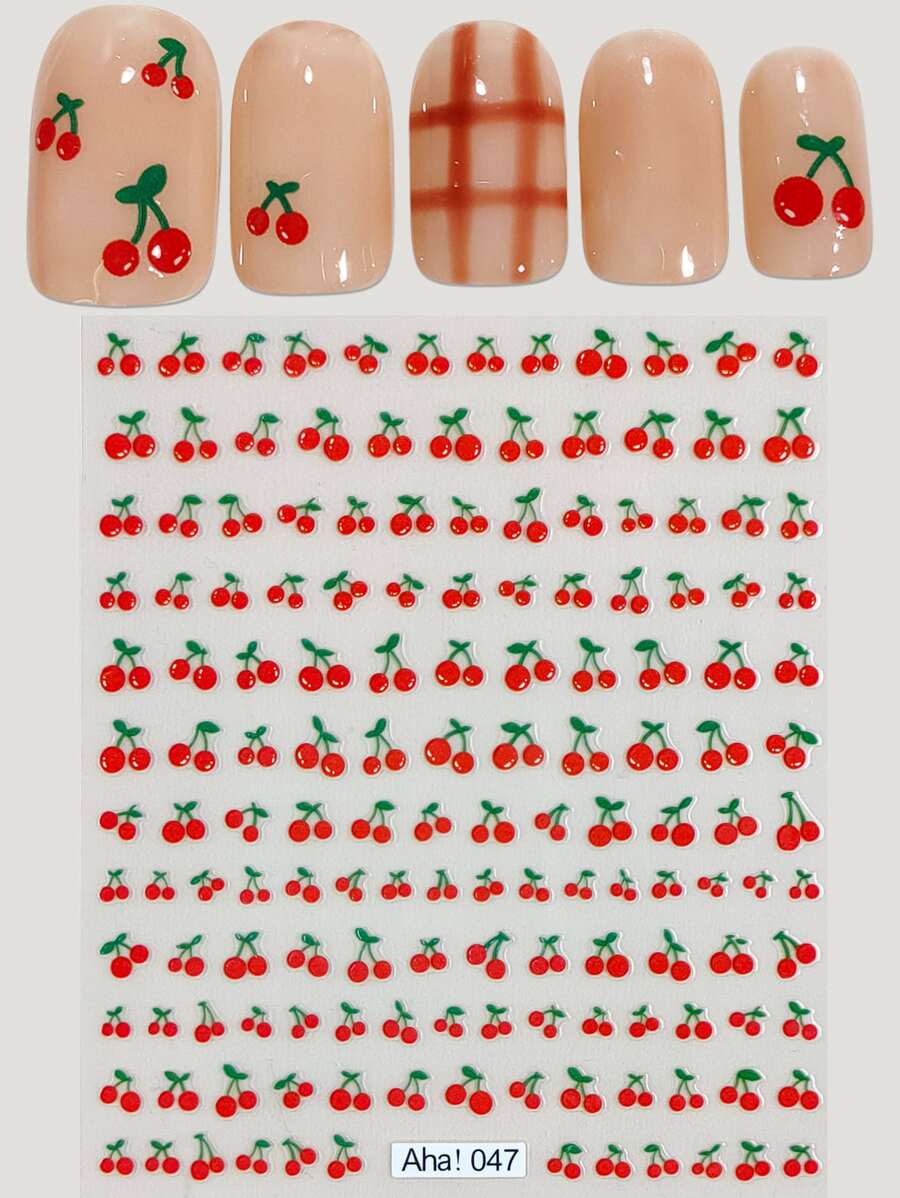 1sheet Cherry Pattern Nail Art Sticker - Multicolor - View 1