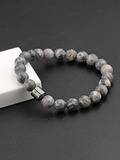 Fashionable and Popular Men Stone Decor Beaded Bracelet for Jewelry Gift and for a Stylish Look