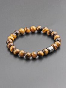 Fashionable and Popular Men Stone Beaded Bracelet for Jewelry Gift and for a Stylish Look - Brown - View 2