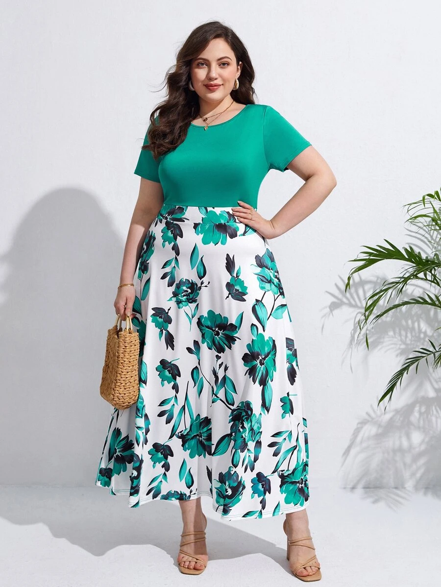 SHEIN Frenchy Đầm Plus Size Hoa Boho - Nhiều màu - Xem 1