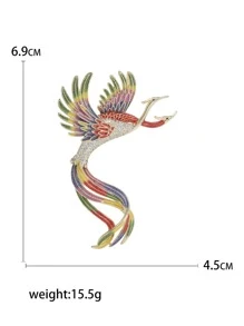 方晶鋯石裝飾鳳凰設計胸針 - 彩色 - 查看 3