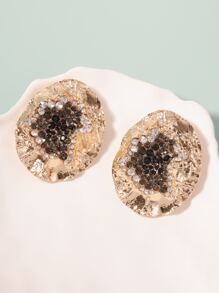 Rhinestone Decor Stud Earrings - Multicolor - View 1