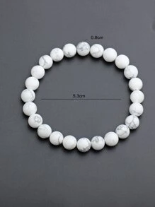 時尚流行男士石串珠手鍊，適合珠寶禮物和時尚外觀 - 白色 - 查看 3