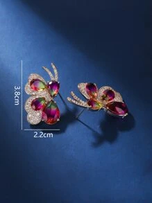 Rhinestone Butterfly Stud Earrings - Multicolor - View 4
