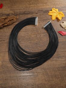 Vòng cổ nhiều lớp tối giản - màu đen - Xem 12
