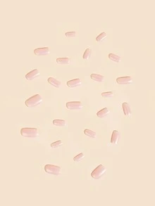 24pcs Short Square Solid Fake Nail & 1sheet Tape & 1pc Nail File - Baby Pink - View 5