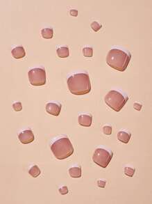 Get Glamorous With 48pcs Long Coffin White French Two Tone Fake Nail & 2sheets Tape & 2pcs Nail File Press On Nails Nail Supplies - Multicolor - View 3