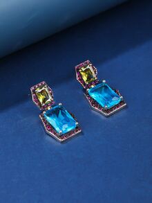 Bông tai thả trang trí bằng đá rhinestone - Nhiều màu - Xem 2