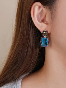 Bông tai thả trang trí bằng đá rhinestone - Nhiều màu - Xem 4