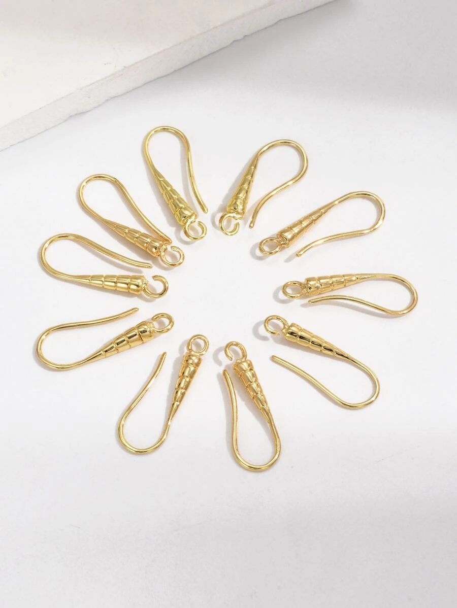 10pcs/set Textured Metal DIY Earrings Accessory - Yellow Gold - View 1