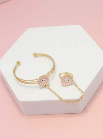 女孩花朵裝飾連指手鏈