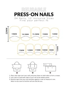 Actualice instantáneamente su apariencia con 24 uñas postizas con patrón geométrico cuadrado corto, 1 hoja de cinta y 1 lima de uñas - Multicolor - Ver 3
