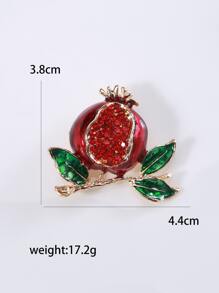 Rhinestone Decor Pomegranate Design Brooch - Red - View 6