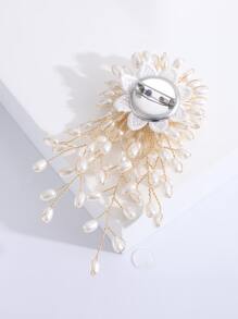 人造珍珠裝飾胸針 - 白色 - 查看 2