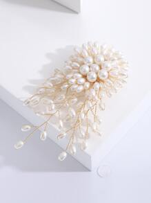人造珍珠裝飾胸針 - 白色 - 查看 3