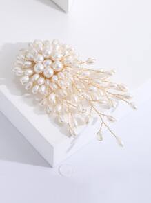 人造珍珠裝飾胸針 - 白色 - 查看 4