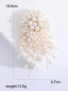 人造珍珠裝飾胸針 - 白色 - 查看 5