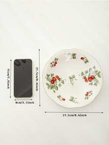 1pc Floral Pattern Round Plate, Modern Porcelain Dinner Plate For Kitchen - White - View 5