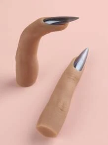 FULL BEAUTY Silicone Practice Fingers For Acrylic Nails, Soft Nail Training Model Practice Finger, Flexible Nail Mannequin Finger For Diy Nails Practice - Camel - View 1