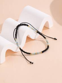 珠子裝飾分層腳鏈 - 彩色 - 查看 1