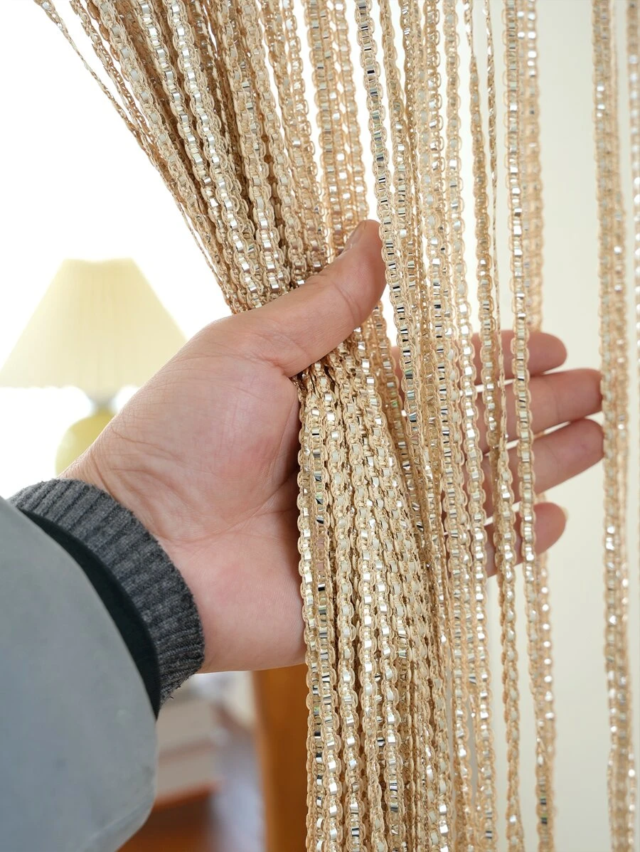 1pc Fashionable S Line Curtain For Doors - Gold - View 1