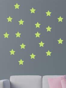 100 Cái/bộ Nhựa Dán Tường, Hiện Đại Họa Tiết Ngôi Sao Phát Sáng Trong Bóng Tối Decal Dán Tường Cho Phòng Ngủ - màu xanh lá - Xem 2