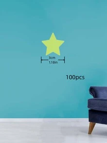 100 Cái/bộ Nhựa Dán Tường, Hiện Đại Họa Tiết Ngôi Sao Phát Sáng Trong Bóng Tối Decal Dán Tường Cho Phòng Ngủ - màu xanh lá - Xem 3