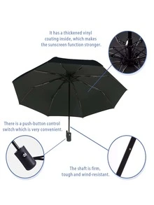 1pc Letter Graphic Umbrella, Daily Foldable Portable Plastic Automatic Umbrella For Outdoor,Spring Summer Picks,Brides Maid Gifts,Room,Bedroom Decor,Beach,Travel,For Men,For Women,Vacation,Cute Stuff - Multicolor - View 3