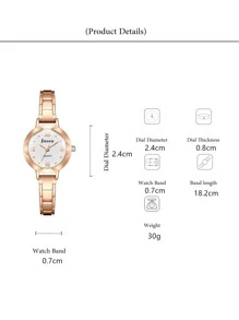 Jusen 1入組水鑽裝飾石英表和1入組手環 - 玫瑰金 - 查看 3