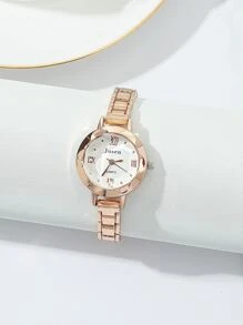 Jusen 1入組水鑽裝飾石英表和1入組手環 - 玫瑰金 - 查看 5