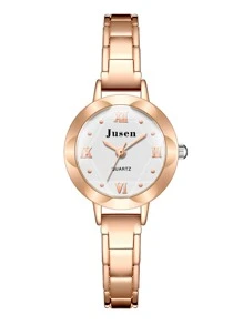 Jusen 1入組水鑽裝飾石英表和1入組手環 - 玫瑰金 - 查看 6