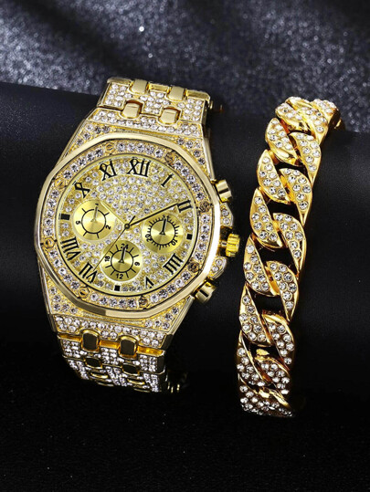 1 件水钻装饰石英表和 1 件手链节日作为返校学生的礼物