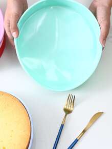 1入組新款矽膠圓形蛋糕模具、夾心蛋糕矽膠蛋糕盤模具、彩虹蛋糕、樹脂杯墊 - 藍色 - 查看 4