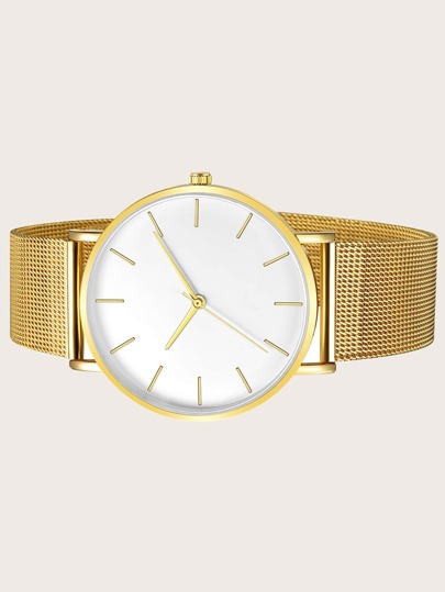 1pc Minimalist Bar Scale Dial Quartz Horloge Mesh Strap, Wear, Birthday, Men, Anniversary, Year End Promotion, Singles' Day, Halloween No Box view 2
