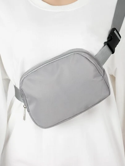 尼龙运动腰包/斜挎包，可装手机，适合跑步、徒步、骑行、健身等运动，时尚休闲简约设计，男女通用，适合学生使用。