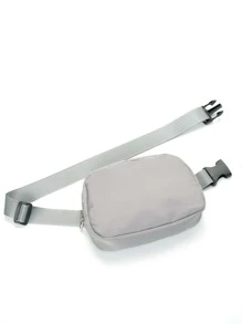 حقيبة خصر/حقيبة عبر الجسم من النايلون للرياضة، تناسب الهاتف، مناسبة للجري والتنزه والدراجات والياقة البدنية، تصميم عصري بسيط، مناسبة للجنسين، مناسبة للطلاب - رمادي فاتح - مشاهدة 3