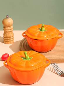 1 Nồi Canh Sứ Có Nắp Nồi, Thiết Kế Tay Cầm Bí Ngô Sáng Tạo Nồi Canh Cho Nhà Bếp - trái cam - Xem 1