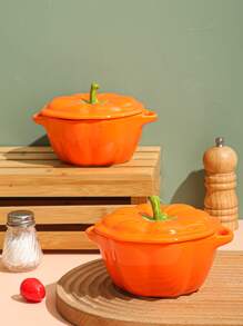 1 Nồi Canh Sứ Có Nắp Nồi, Thiết Kế Tay Cầm Bí Ngô Sáng Tạo Nồi Canh Cho Nhà Bếp - trái cam - Xem 4