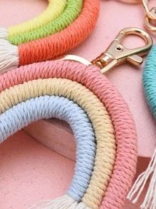 手工製作包配件編織繩彩虹流蘇珠寶波霍風格包掛件鑰匙扣 - 彩色 - 查看 5